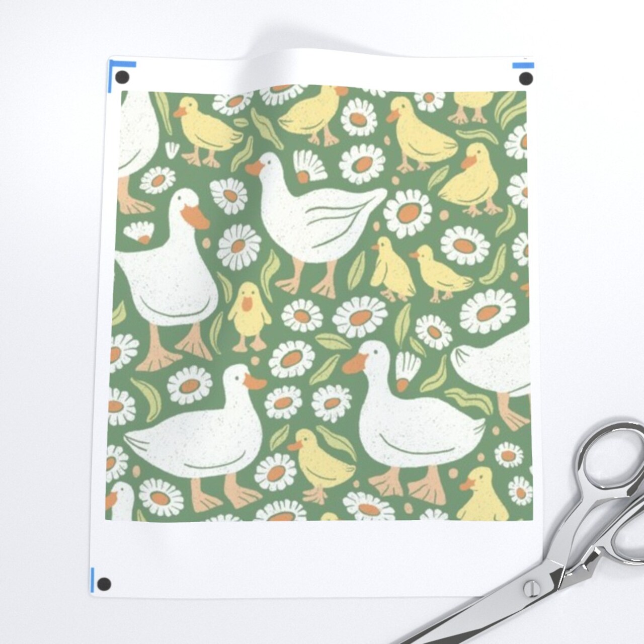 Cottage Duck Cottage Floral Whimsical Duckling Fun Cute Happy Cheerful Bright Pastel Dark Sage Green Blush Pink White Boho Baby Custom Printed Fabric by Spoonflower Various Fabrics by the Yard or Fat Quarter 18008281